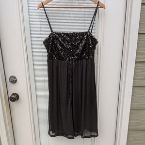 Black sequined cocktail dress empire waist